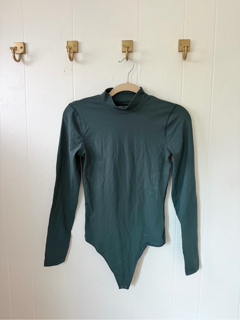 Abercrombie & Fitch Women’s Long Sleeve Mock Neck Bodysuit - Forest Green